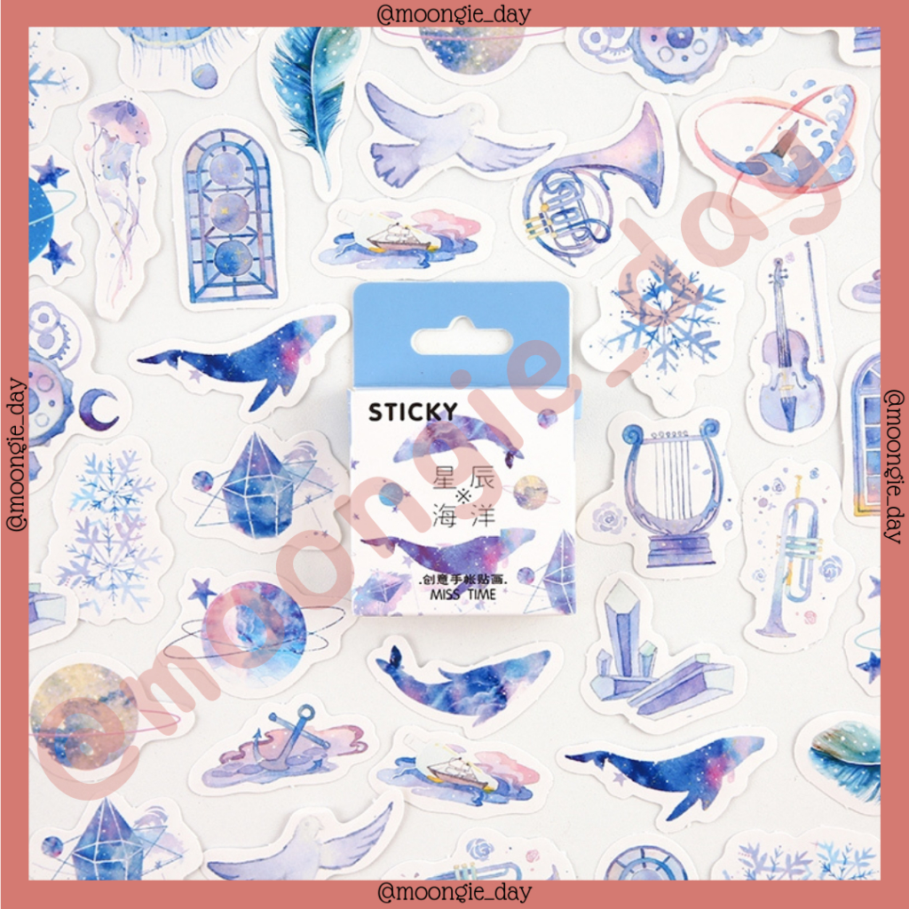 

45 PCS/BOX STIKER KERTAS TEMA PURPLE WHALE PAUS HARPA KRYSTAL UNGU BULLET JURNAL DIY DIARY LUCU MURAH POLAROID DECO POCA