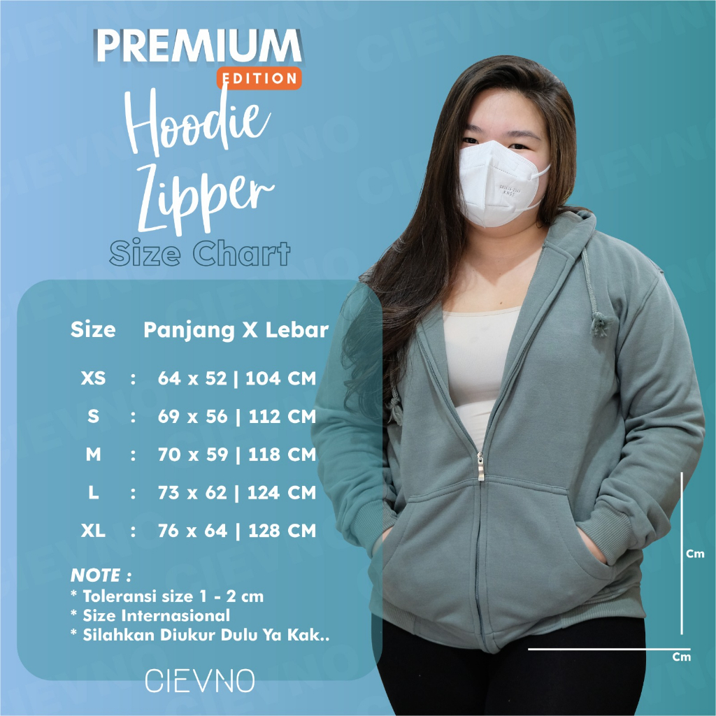 HOODIE ZIPPER PREMIUM BEIGE POLOS SIZE S - XL (INTERNASIONAL)