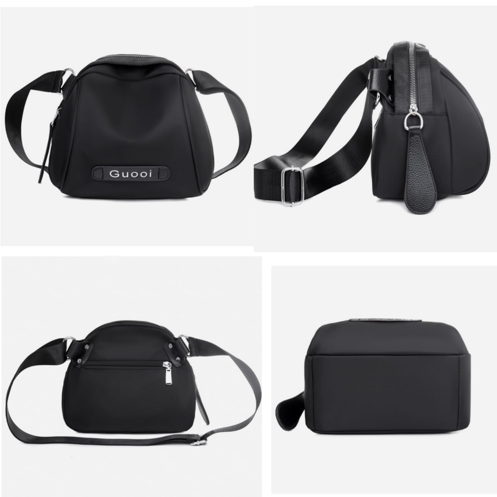 TAS SELEMPANG WANITA ANTI AIR IMPORT KOREA NILON CASUAL SIMPLE FASHION TERBARU BRANDED SLING BAG REMAJA KEKINIAN MURAH CEWEK PREMIUM SHOULDER BAHU BATAM ADELIZA TA819B5 HITAM