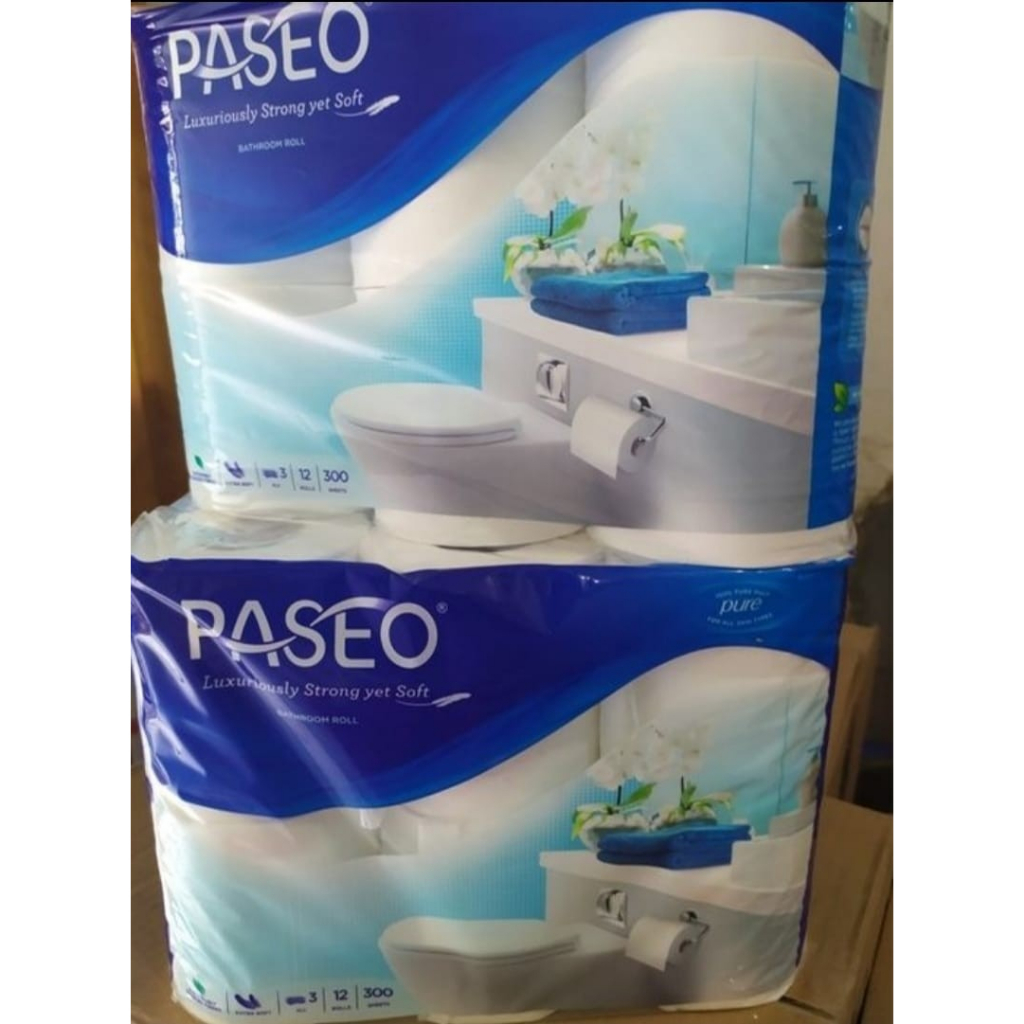 Tisu Toilet Paseo 300 Sheets x 12 Roll sheet /  Elegant Tissue Toilet Rol Core Non Emboss 3 ply berkualitas