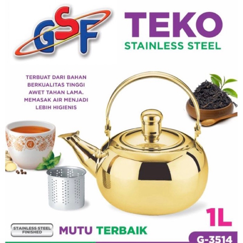 Teko Stainless Steel Teko Air Panas Dingin GSF 3514 Jug Pitcher Teko Serbaguna Kapasitas 1 Liter