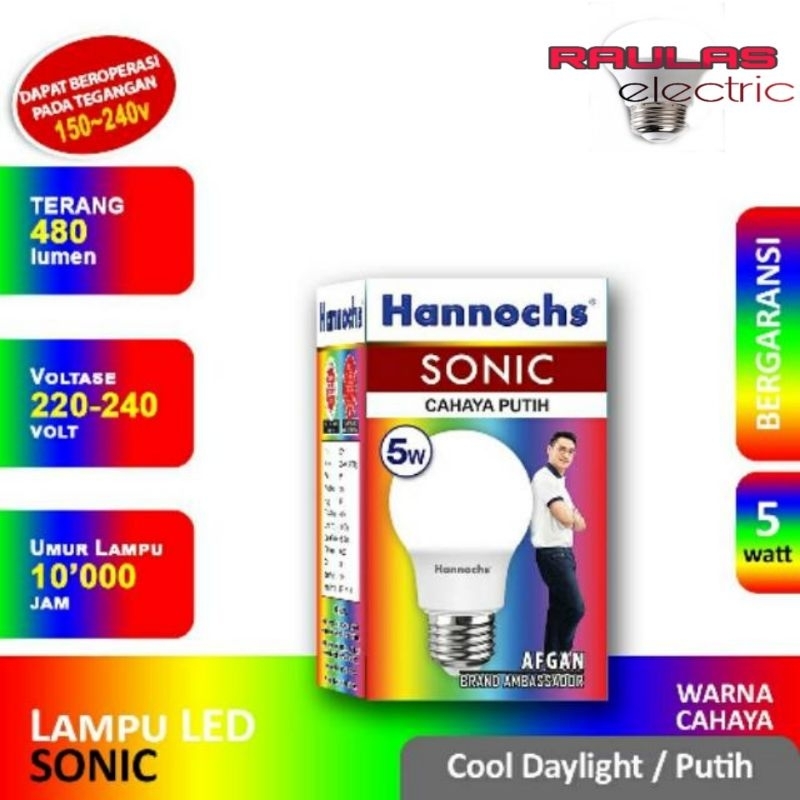 Led A Bulb Hannochs SONIC 5 Watt / Lampu Hannochs Sonic 5 Watt Cahaya Putih