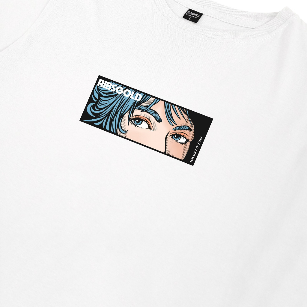 Ribsgold Kaos Distro Pria T Shirt Glance Tshirt T-shirt Lengan Pendek Katun Hitam