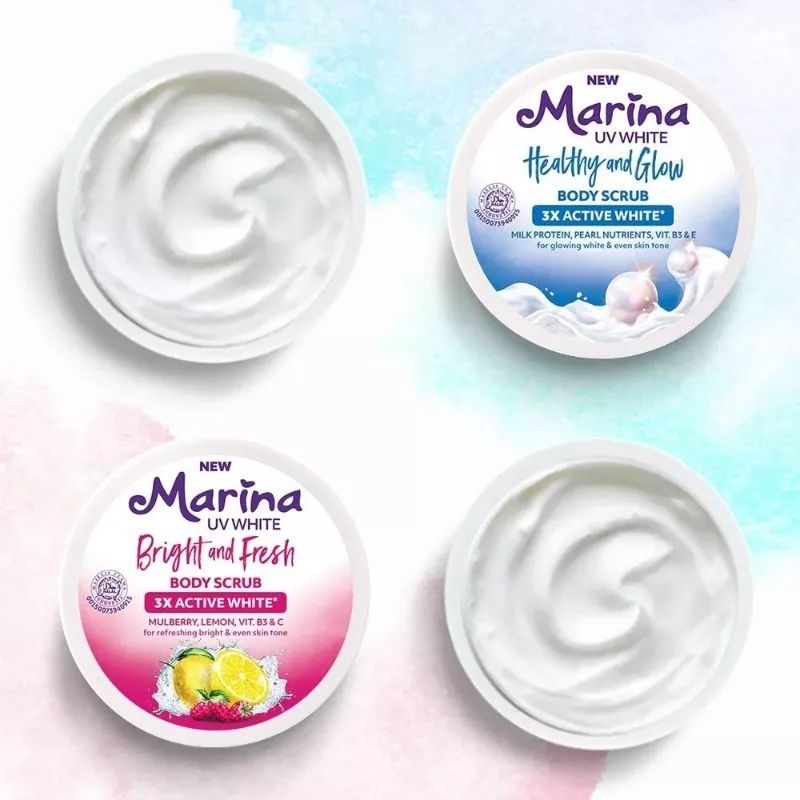 MARINA UV White Healthy & Glow Body Scrub 200gr | MARINA Bright & Fresh Body Scrub | Marina Body Scr