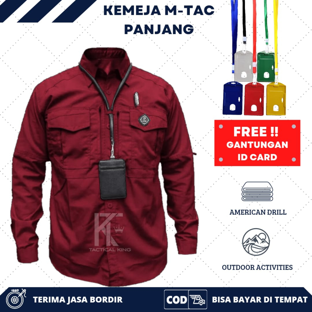 Grosir Kemeja Tactical M-TAC Free Gantungan ID Card  / Kemeja Reskrim / Kemeja BUMN / Kemeja Lapangan Bahan Drill / Kemeja Kantor / Kemeja Outdoor / Hem Pria / Bisa Di Gunakan Untuk Acara Formal Dan Casual