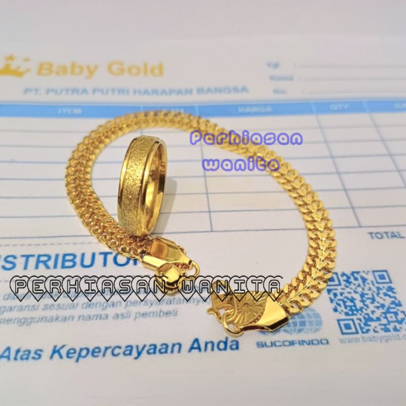 Aksesoris Perhiasan wanita anti karat tidak luntur satu set perhiasan wanita gelang cincin aksesoris