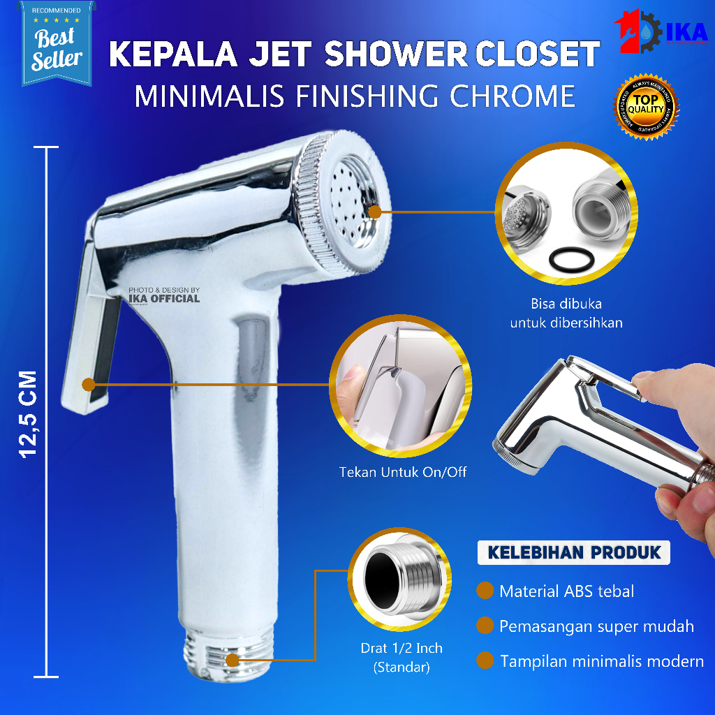 Kepala Jet Shower Bidet Toilet Kloset St.Einer / Hand shower mandi / Holder penyangga selang shower mandi toilet wc bathroom Semprotan Air Washer Kamar Mandi Head Putih Chrome