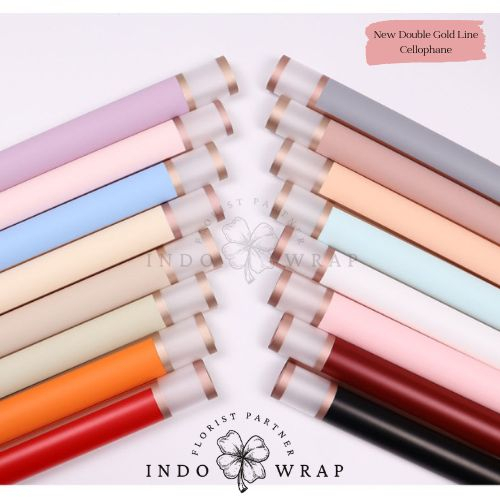 

KERTAS FLOWER WRAPPING NEW DOUBLE GOLD LINE CELLOPHANE WATERPROOF KERTAS BUKET BUNGA ECER PER LEMBAR