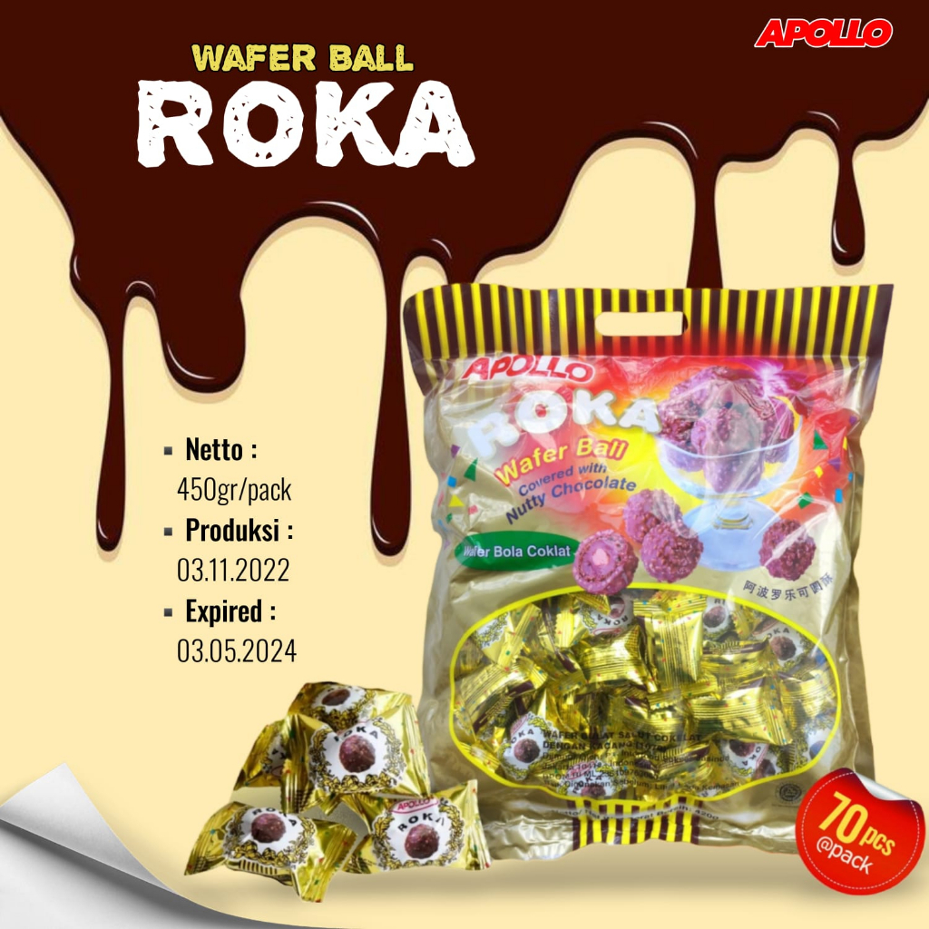 

Wafer Ball Roka Apollo Coklat, Grosir dan Ecer