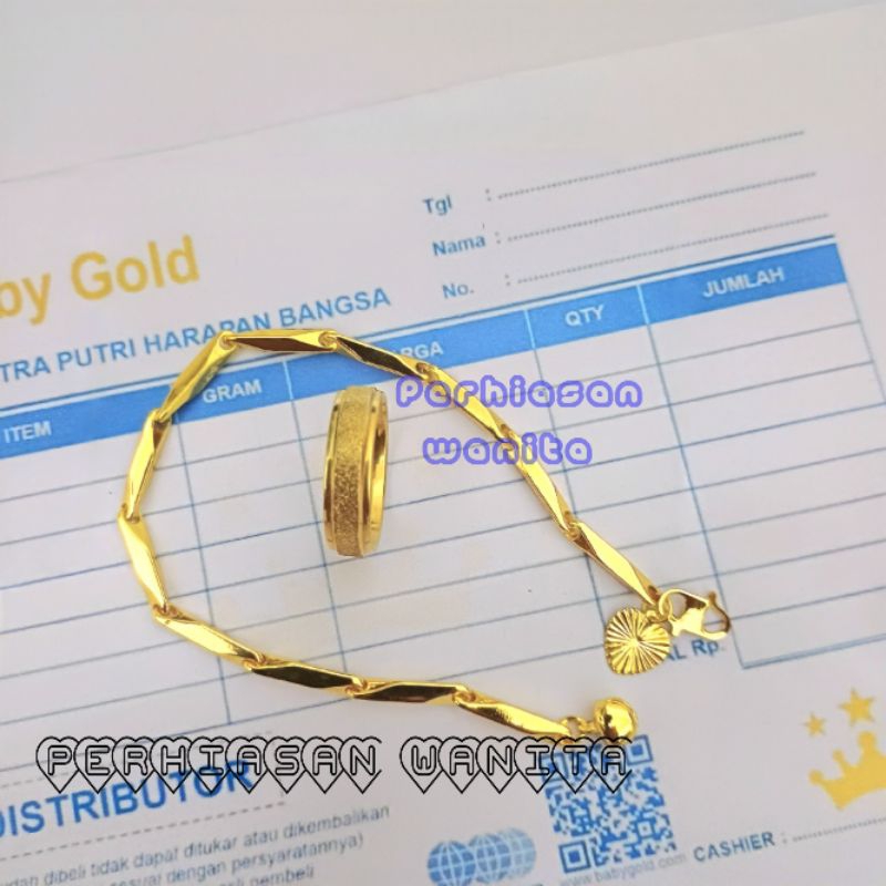 Aksesoris Perhiasan wanita anti karat tidak luntur satu set perhiasan wanita gelang cincin aksesoris