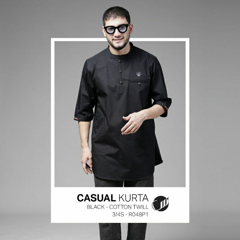 CASUAL KURTA SAMASE BLACK / BAJU SAMASE PREMIUM ORIGINAL ASLI / BAJU SAMASE LENGAN 3/4