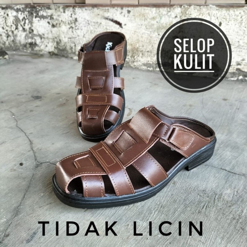 sepatu sandal pria/selop kulit pria/sandal pria/sepatu sandal kasual/sepatu sandal slip on