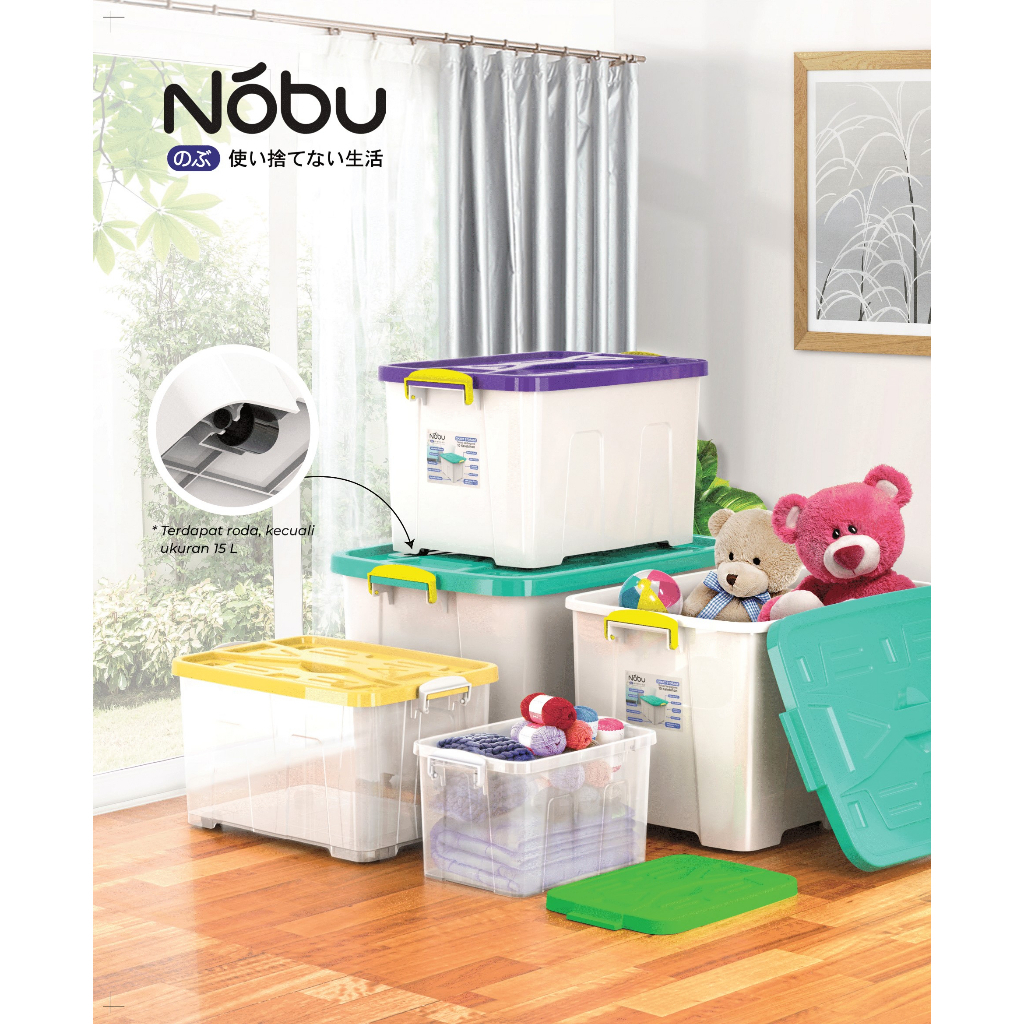 Box Container 55 Liter Nobu Putih / Box Container Bening Roda / box penyimpanan / Box Container NOBU