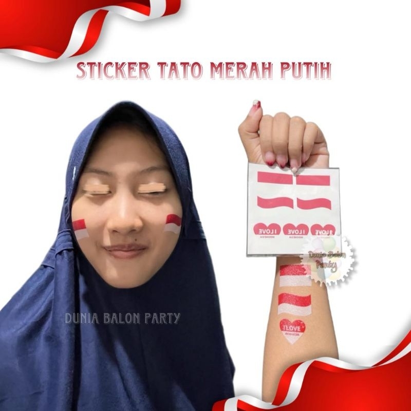 Temporary Tattoo / Tato Bendera Merah Putih Pipi Muka Tangan