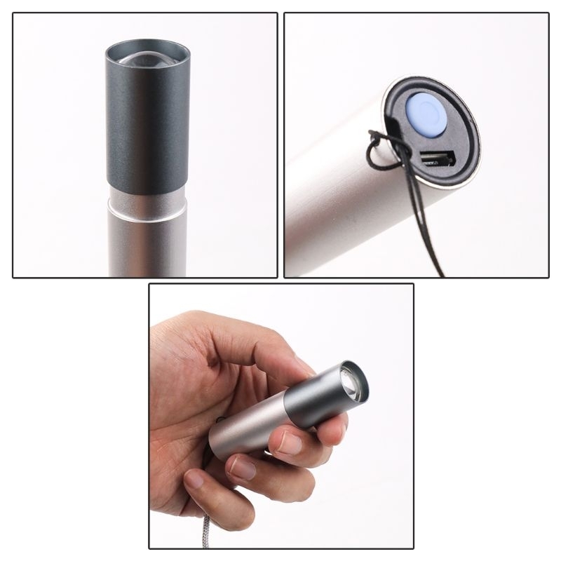 TaffLED Senter LED Mini Flashlight USB Rechargeable Aluminium Body XPE - 3187