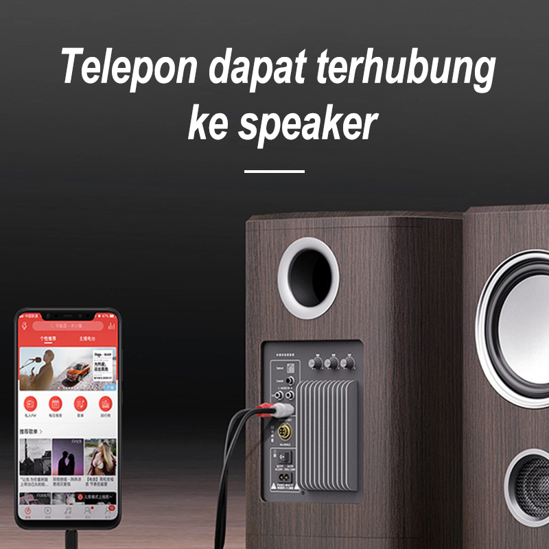 Kabel Audio RCA 1x2 Jack 3.5mm - AUX 1 ke 2 Warna Hitam Original -