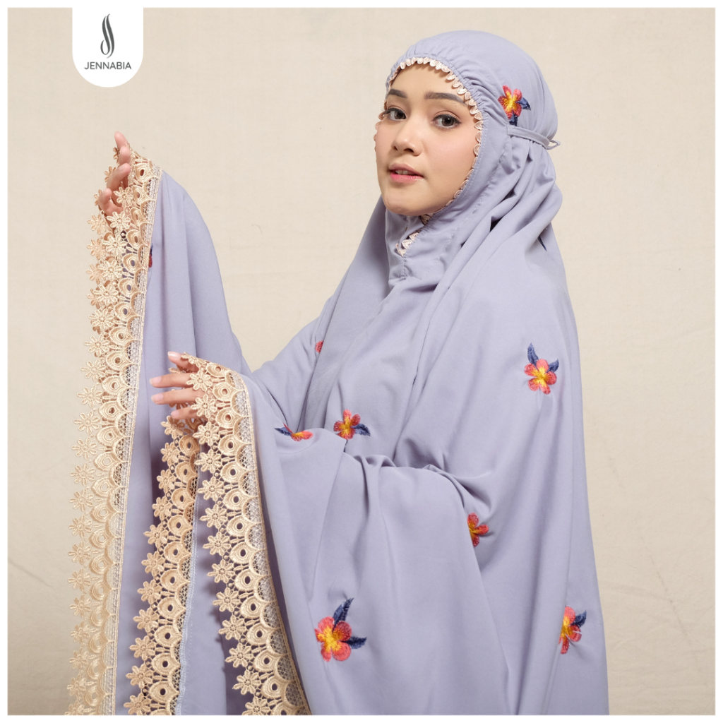 JENNABIA - Mukena Dewasa Katun Premium Bordir Cantik Sanquella Mewah Terbaru Murah