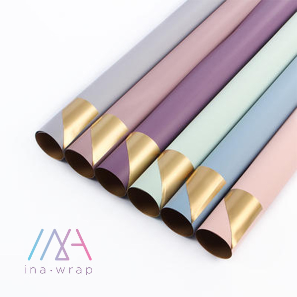 

[5 LBR] Flower wrapping paper/kertas buket bunga BOPP warna-golden