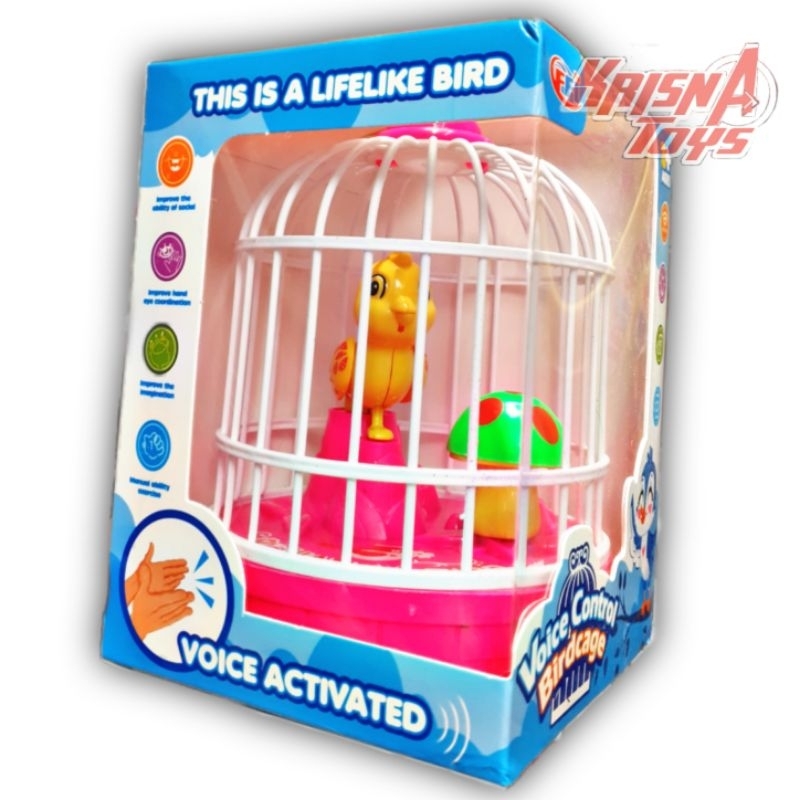 MAINAN ANAK BURUNG TEPUK BERSUARA/VOICE CONTROL BIRDCAGE/SANGKAR BURUNG MAINAN