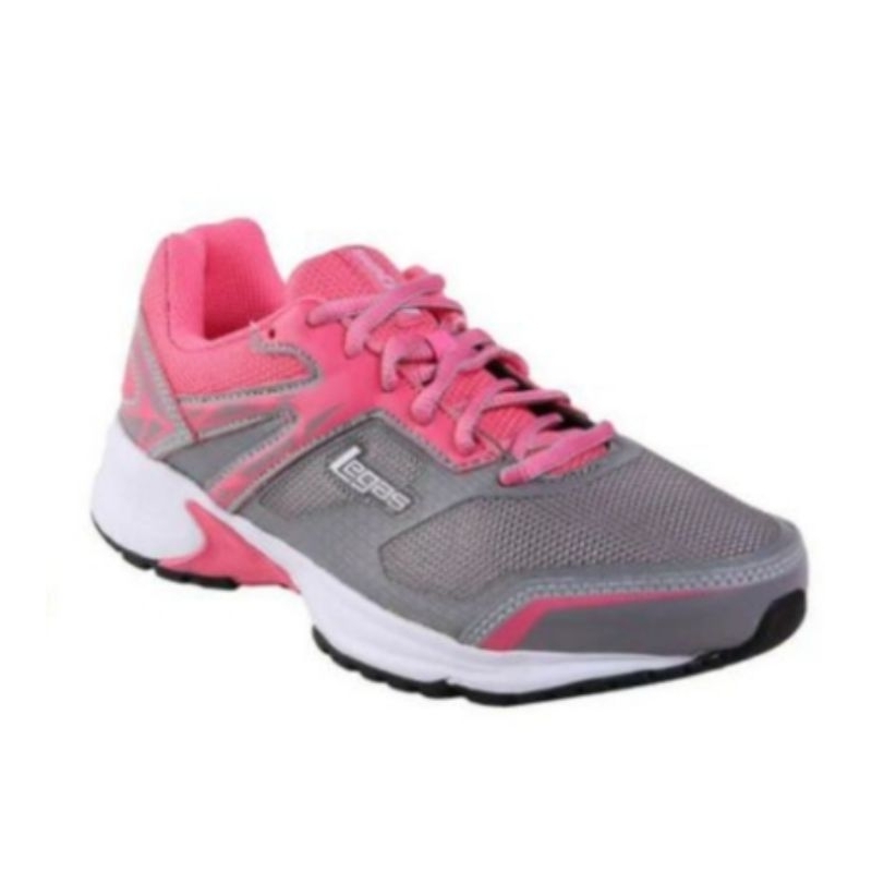 Sepatu League Legas Cewe Abu Pink Warp La W Running Shoes Wanita Original