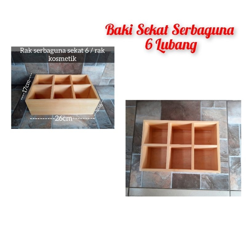 Rak Serbaguna 6 lubang/Baki Serbaguna 6 Sekat/Rak Kosmetik