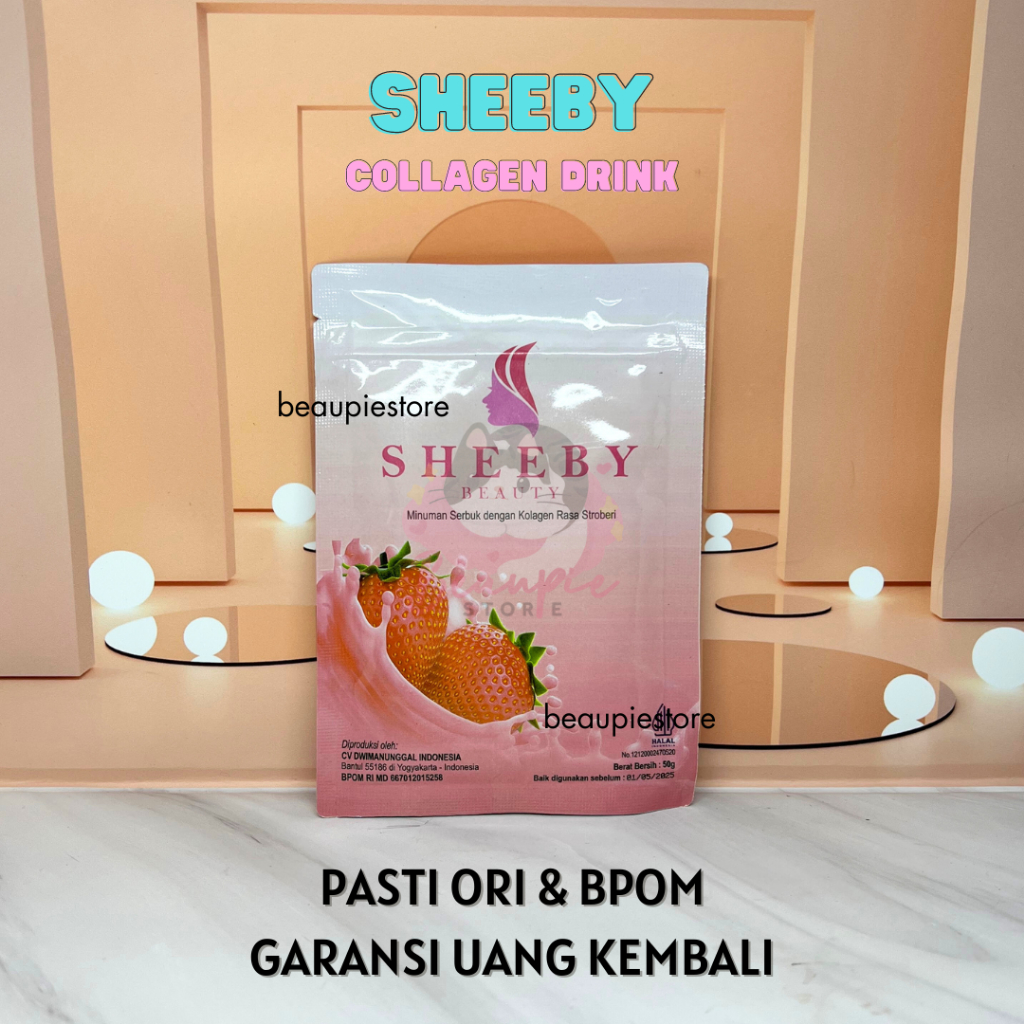 Sheeby Beauty - Minuman Collagen Rasa Strawberry 50 gram - Whitening Booster - Glutathione