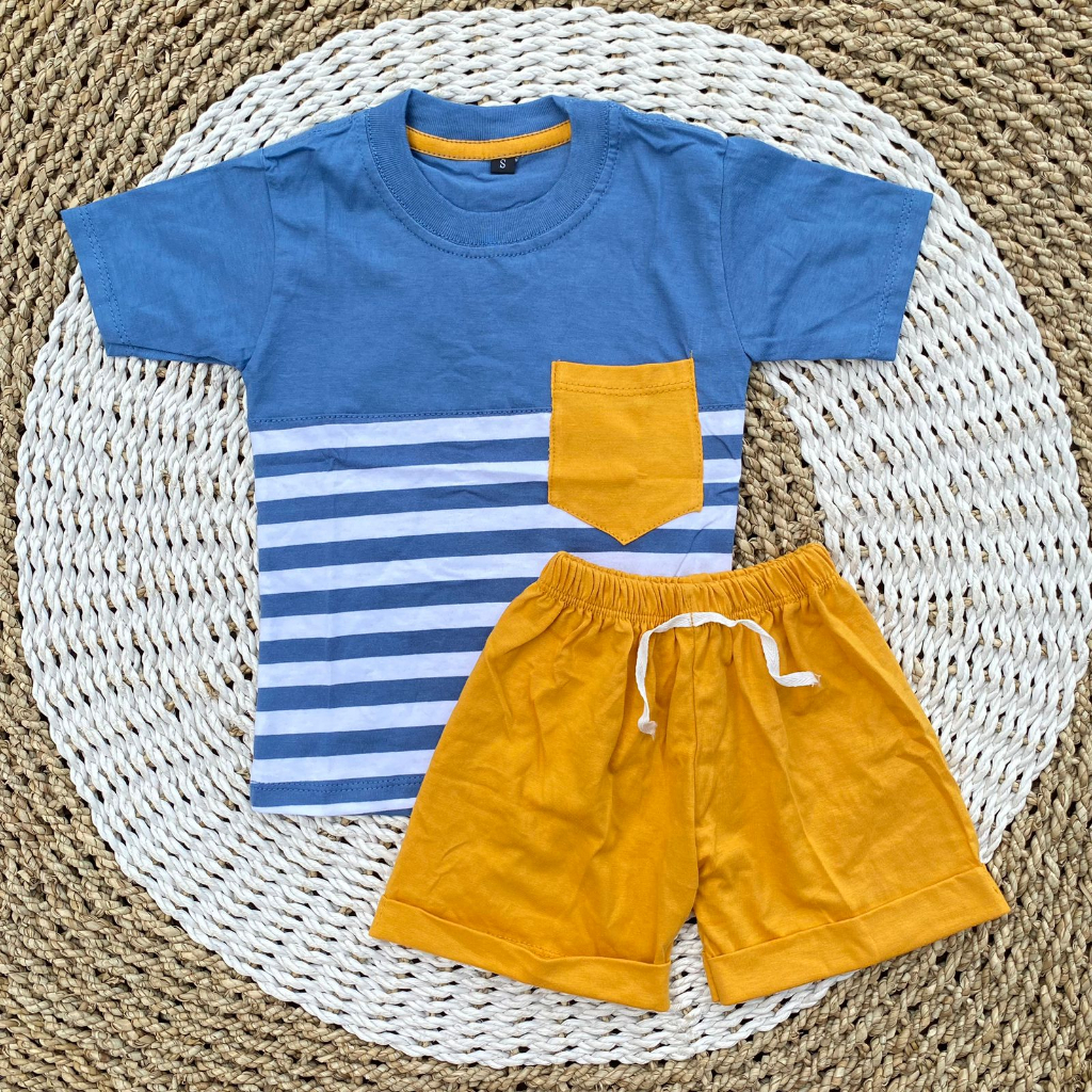 Setelan kaos oblong bayi lengan pendek baju pendek celana pendek baju santai DNW BABY