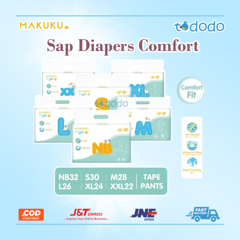 Popok Bayi Anak Perekat &amp; Celana Tipis SAP Anti Gumpal Makuku Air Diapers Comfort Popok Sekali Pakai Nyaman dan Lembut