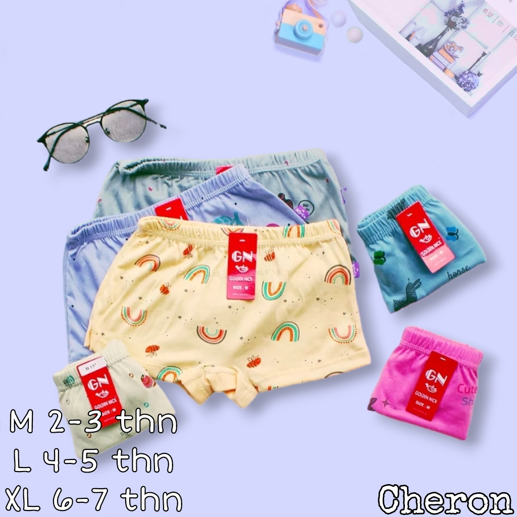 CHERON 23329 - (3PCS) Celana Dalam Anak Cewek Usia 1 2 3 4 5 6 7 Tahun Motif Karakter Lucu Pakaian K