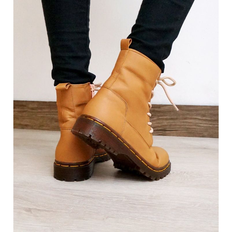 Sepatu boots wanita kulit sapi asli sepatu boot model Korea tali Zipper merk Flavio Boston