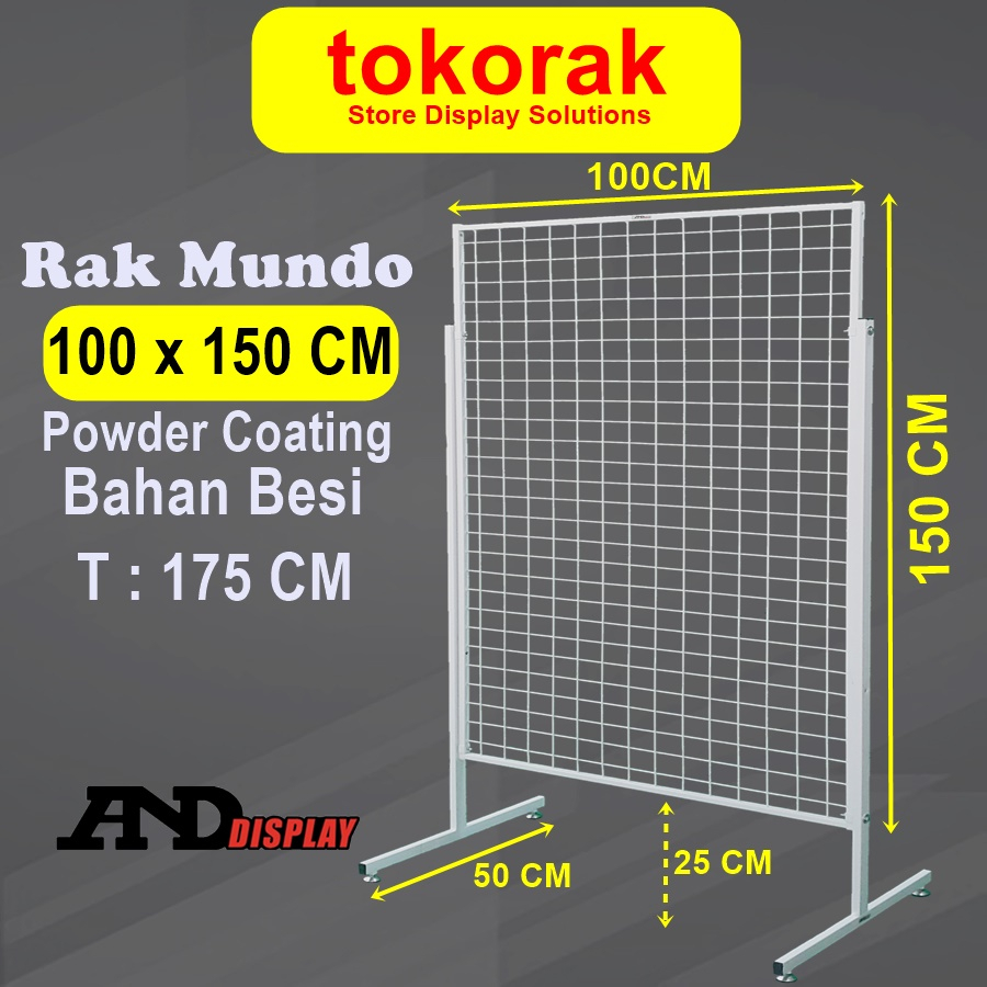 RAK MUNDO 100 X 150 CM DISPLAY KAKI RAM JARING DINDING CANTOLAN SINGLE