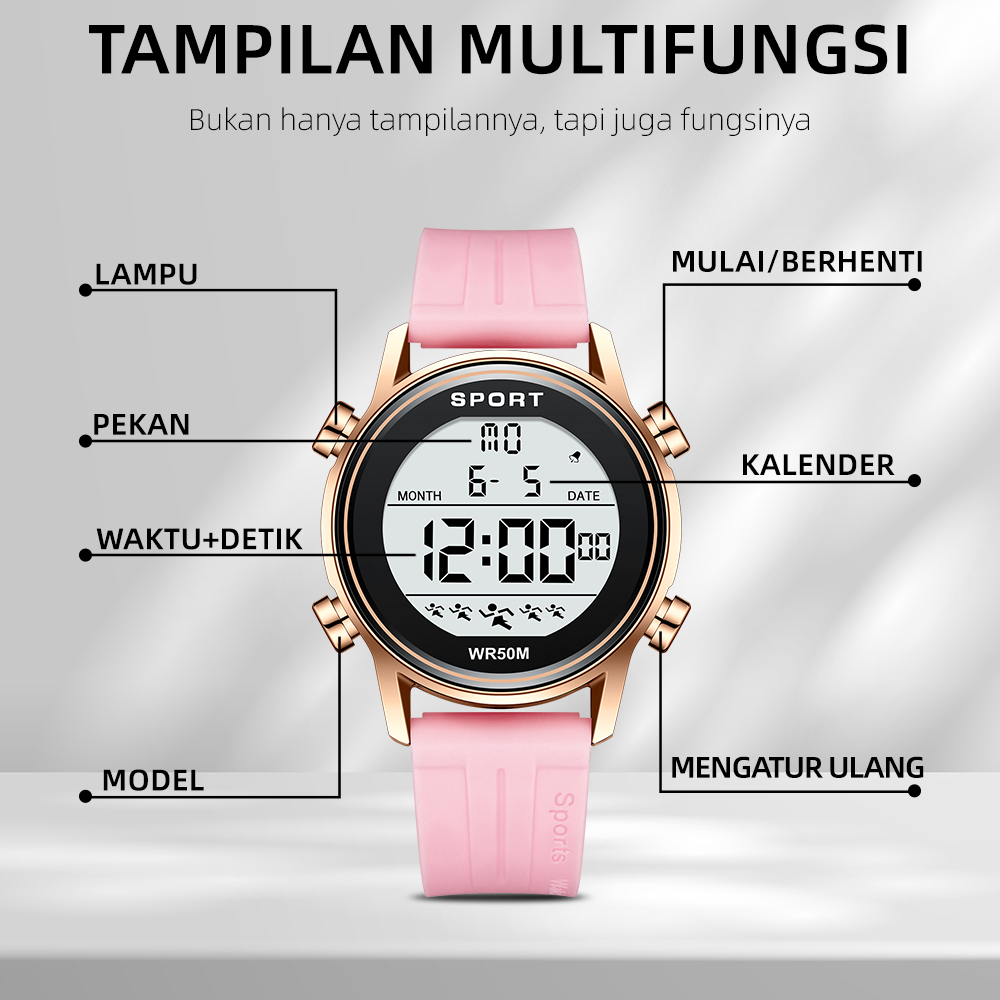 SUNLIFEX Jam Tangan Wanta Digital Strap rubber Multifungsi Anti Air Jam Tangan Cewek