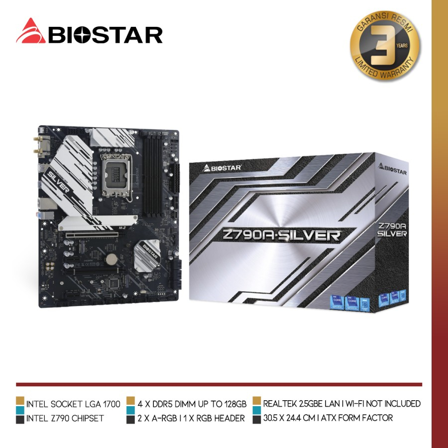 BIOSTAR Z790A-SILVER | Intel Z790 LGA 1700 DDR5 ATX - 5.0