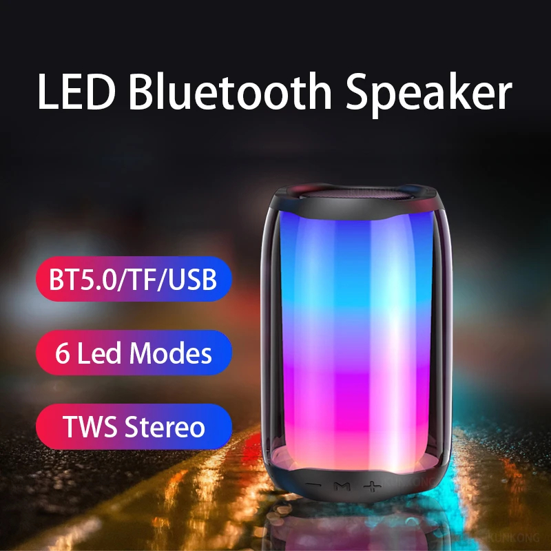 Speaker Tabung RGB - Bluetooth Versi 5.0 - Double Loudspeaker - MP3 WMA Support