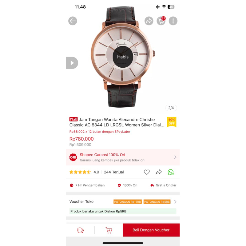 Preloved jam Alexandre Christie AC 8344 LD LRGSL