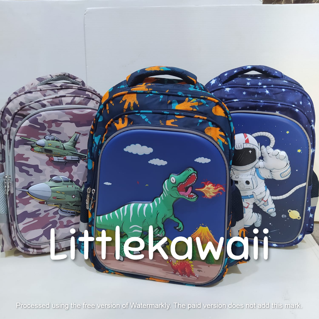LK/Tas Ransel Sekolah Anak Perempuan Laki Laki Hardcase Unicorn Dinosaurus Astronot Nasa TK PAUD SD Mix Import