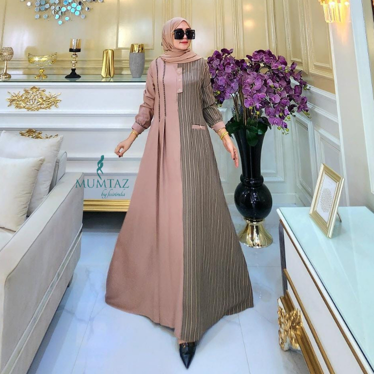 Gamis Aurel by mumtaz melva series syakila premium maulid series salur renda serut pinggang selebgram classical abaya