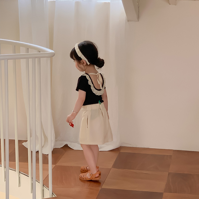 babyfit kaos lengan pendek punggung renda baju anak perempuan blus korean style import sc-0607