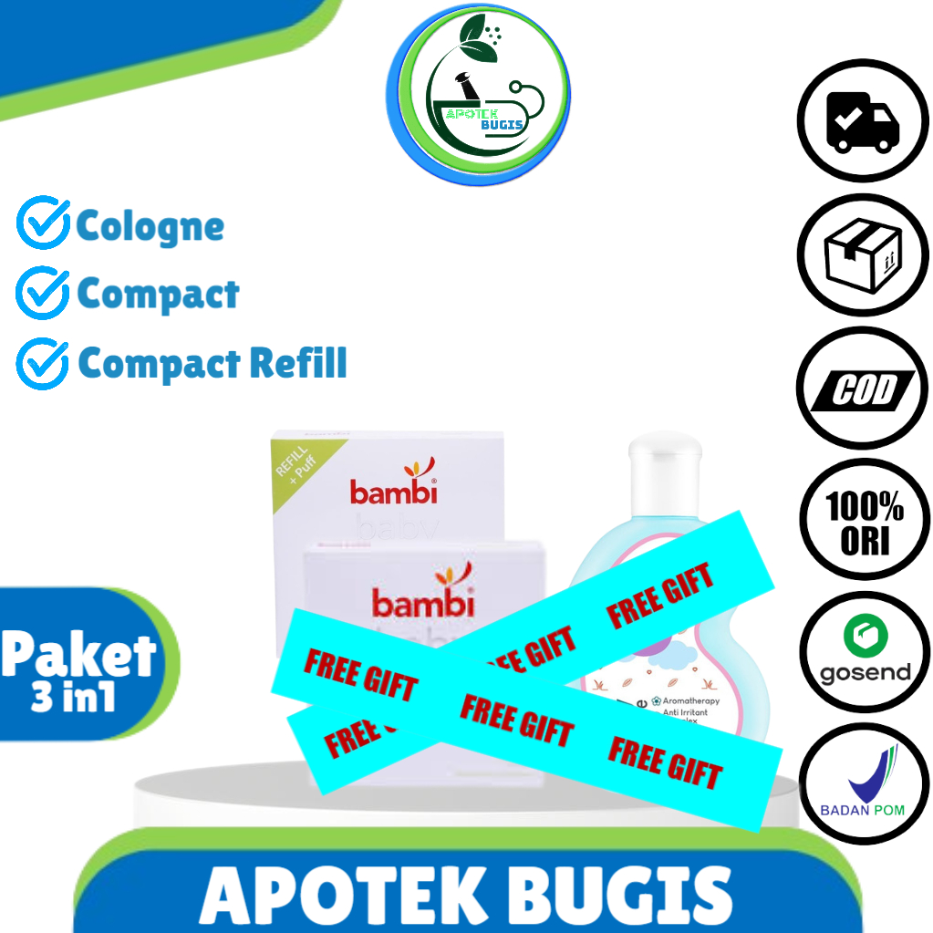 Paket Bundling 3 IN 1 Bambi Cologne + Compact + Compact Refill - Perawatan Baby Hemat