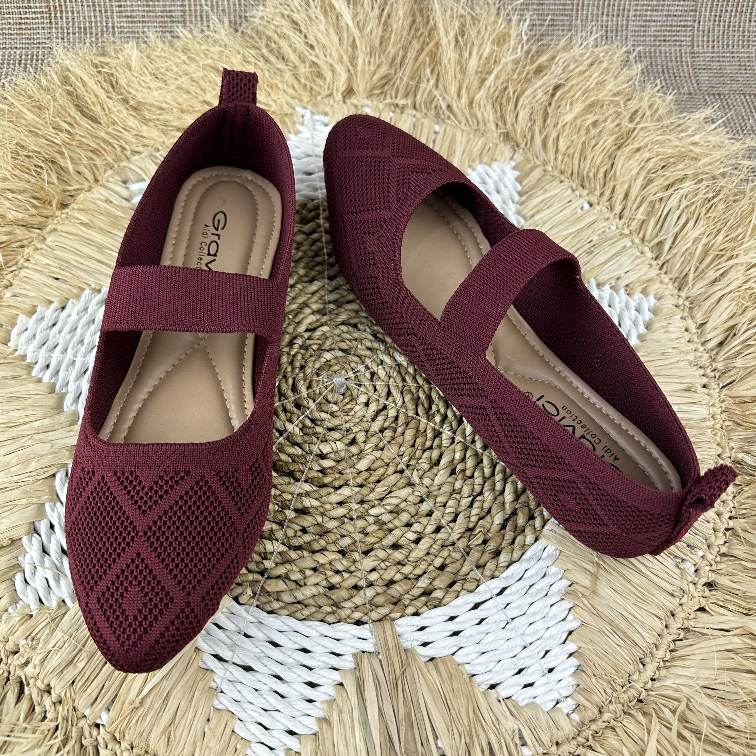 Sepatu Flat Wanita Slip On Bahan Rajut Import  DO-44 GRAVICI