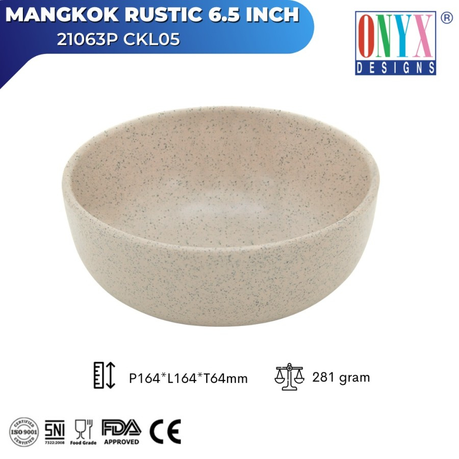 Onyx Rustic Mangkok 6.5 inch Melamin isi 6 / bowl Rustic 21063P