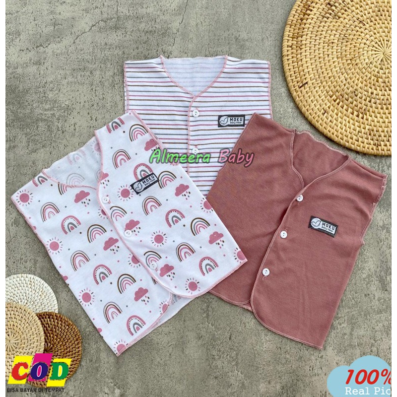 Isi 6 PCS Baju Celana Bayi / 3 Setel Baju Lengan Kutung Celanan POP Usia 0-3 Bulan Seri Dusty Pink Almeera Baby and Kids