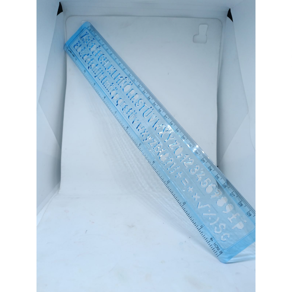 SET PENGARIS 30 CM BERBENTUK BUSUR RULER SET PLASTIK BIRU 1 SET ISI 3 PCS