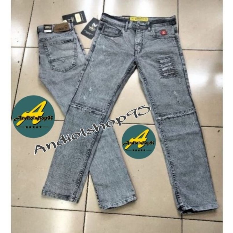 celana pria jeans panjang distro sobek-sobek tidak tembus | jeans ripped BRONHIL kekinian