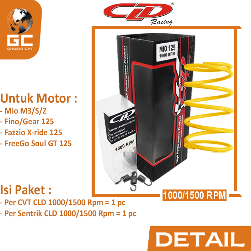 Paket Per CVT Sentrik Ganda Racing Yamaha Mio M3 S Z Soul GT Fazzio Lexi X Ride Fino Freego 125 CLD 1000/1500 RPM