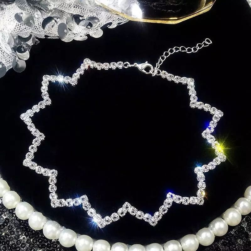 wave choker shiny rhinestone sexy necklace