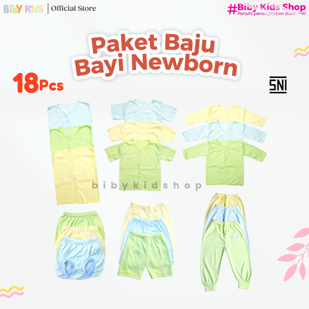 18Pcs Paket Baju Bayi Newborn Perlengkapan Baby Baru Lahir Setelan Baju Laki-Laki Perempuan Lengkap Komplit