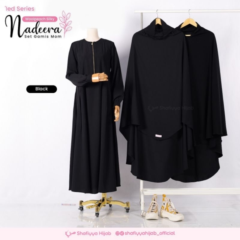 Nadeera black couple gamis mom and kids shafiyya hijab
