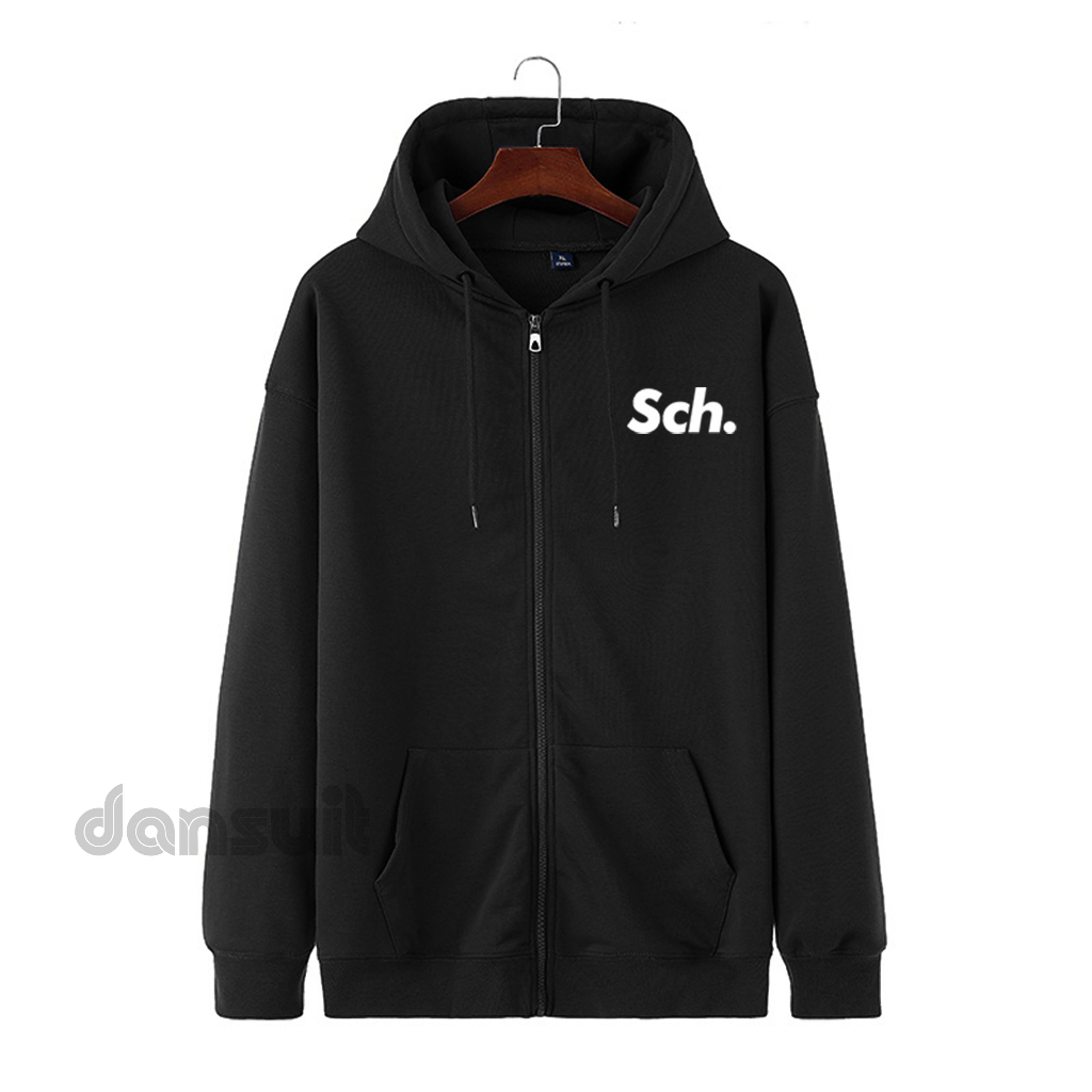 Hoodie Zipper Resleting Pria/Wanita Size M - XXXL Hoodie Motif Sablon SCH Logo Bahan Tebal