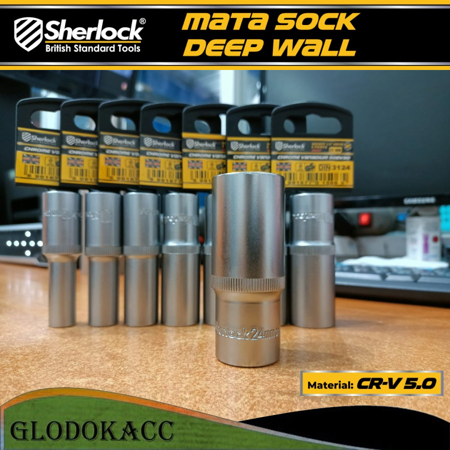 Mata Sok Panjang 10-19 mm 1/2 &quot; 6 PT/ Deep Wall Kunci Shock/Socket Sherlock